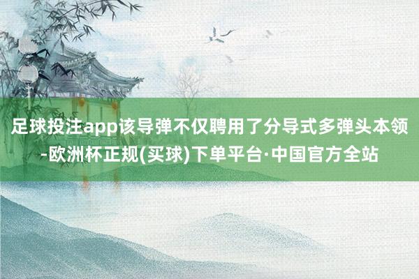 足球投注app该导弹不仅聘用了分导式多弹头本领-欧洲杯正规(买球)下单平台·中国官方全站