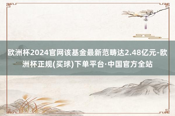 欧洲杯2024官网该基金最新范畴达2.48亿元-欧洲杯正规(买球)下单平台·中国官方全站