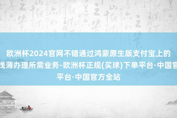 欧洲杯2024官网不错通过鸿蒙原生版支付宝上的小要领浅薄办理所需业务-欧洲杯正规(买球)下单平台·中国官方全站