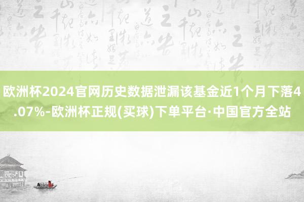 欧洲杯2024官网历史数据泄漏该基金近1个月下落4.07%-欧洲杯正规(买球)下单平台·中国官方全站