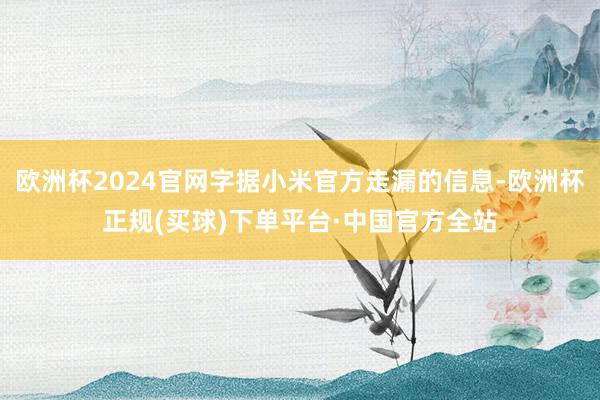 欧洲杯2024官网字据小米官方走漏的信息-欧洲杯正规(买球)下单平台·中国官方全站