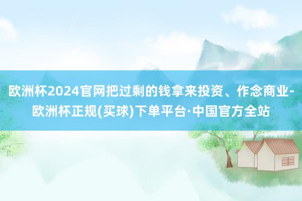 欧洲杯2024官网把过剩的钱拿来投资、作念商业-欧洲杯正规(买球)下单平台·中国官方全站