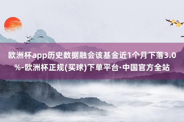 欧洲杯app历史数据融会该基金近1个月下落3.0%-欧洲杯正规(买球)下单平台·中国官方全站