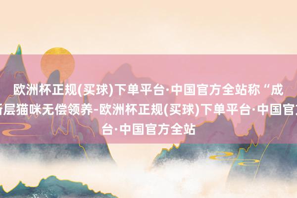 欧洲杯正规(买球)下单平台·中国官方全站称“成齐金渐层猫咪无偿领养-欧洲杯正规(买球)下单平台·中国官方全站