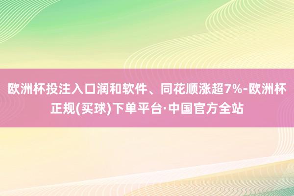 欧洲杯投注入口润和软件、同花顺涨超7%-欧洲杯正规(买球)下单平台·中国官方全站